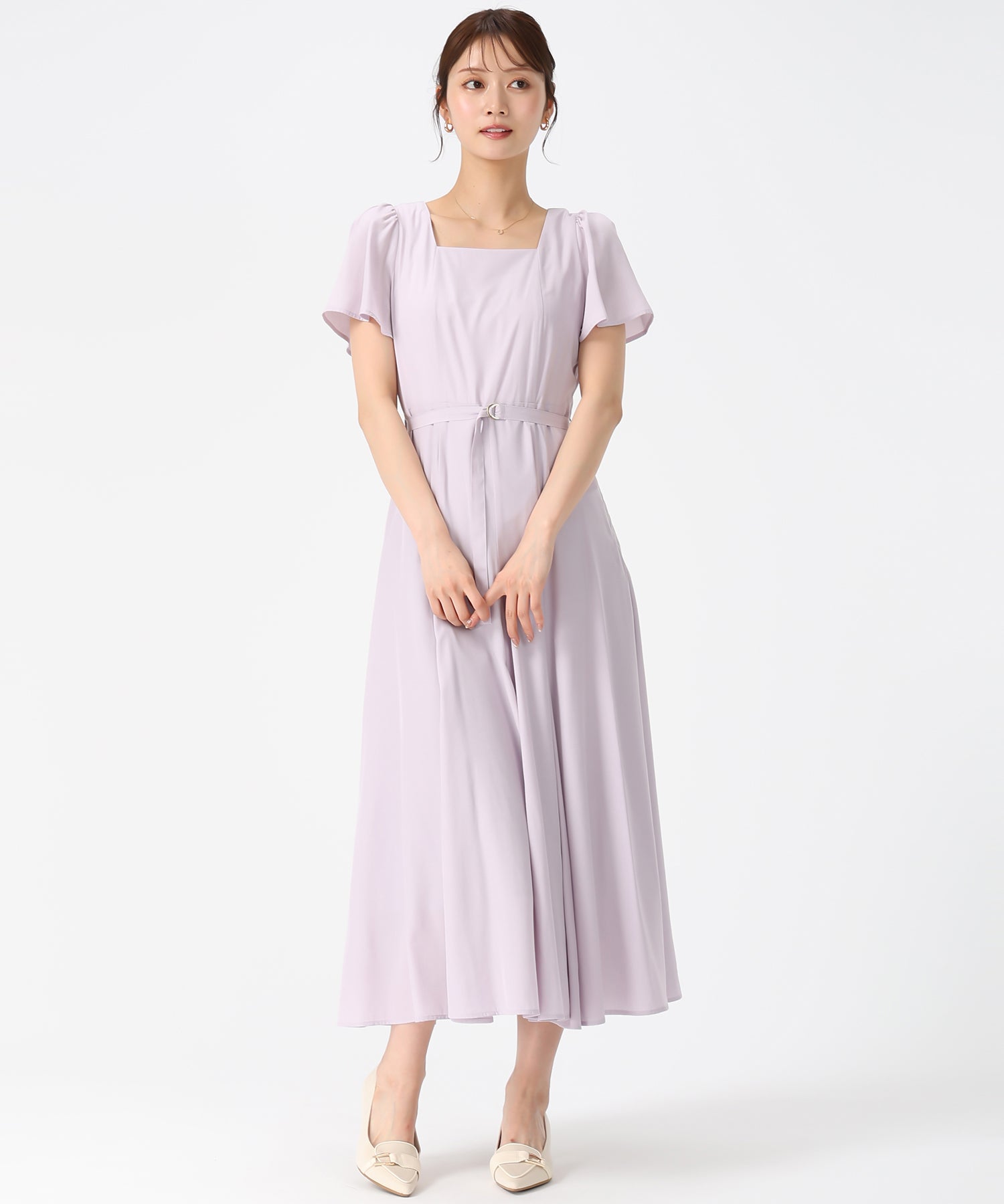 ミッシュマッシュ MISCH MASCH 2026春夏新作 スクエアネックバックリボンAラインワンピース MM627408 （LAVENDER） LAVENDER