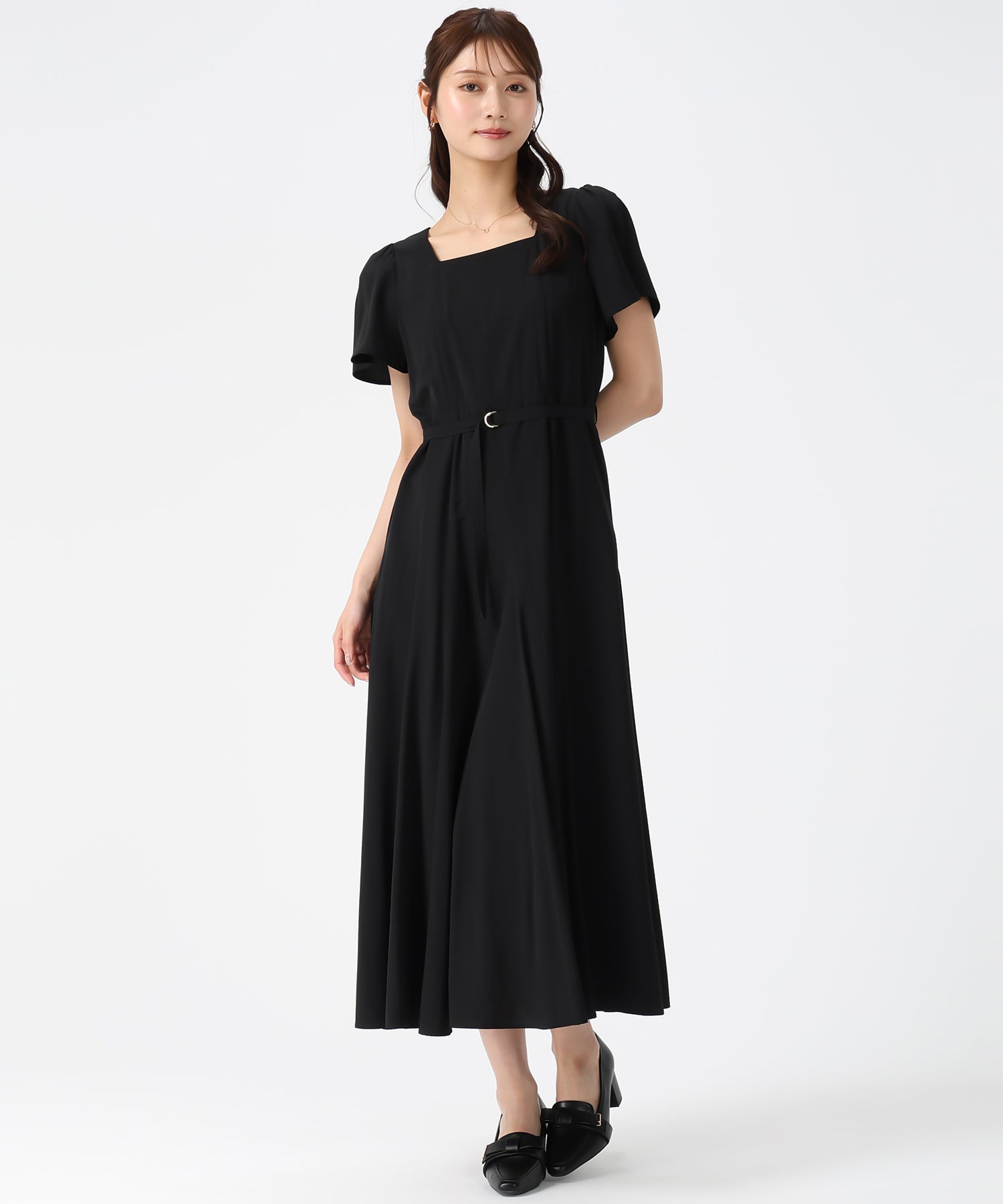 ミッシュマッシュ MISCH MASCH 2026春夏新作 スクエアネックバックリボンAラインワンピース MM627408 （BLACK） BLACK