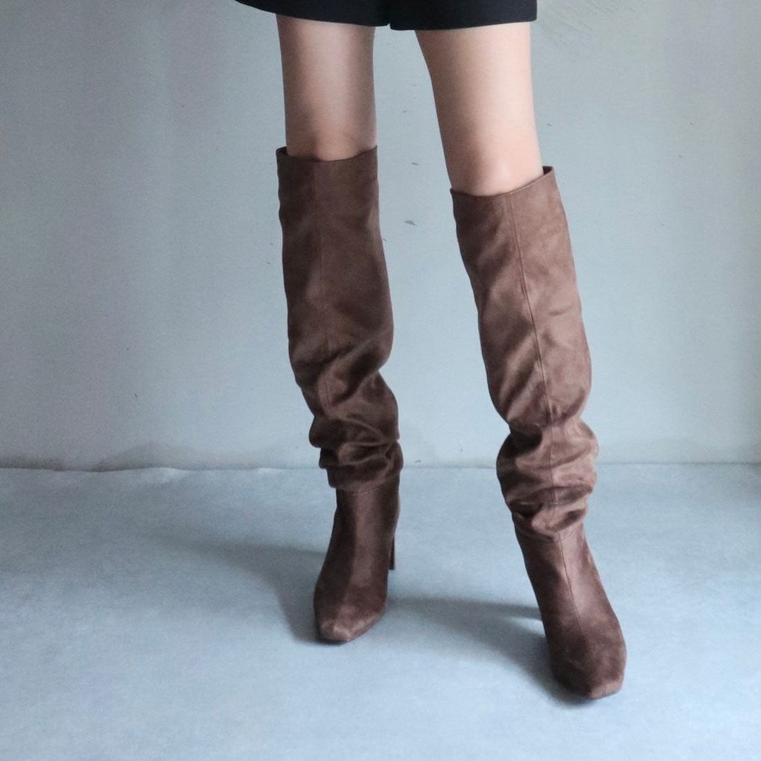 ミレム mirem Square loose long boots,MOCHA