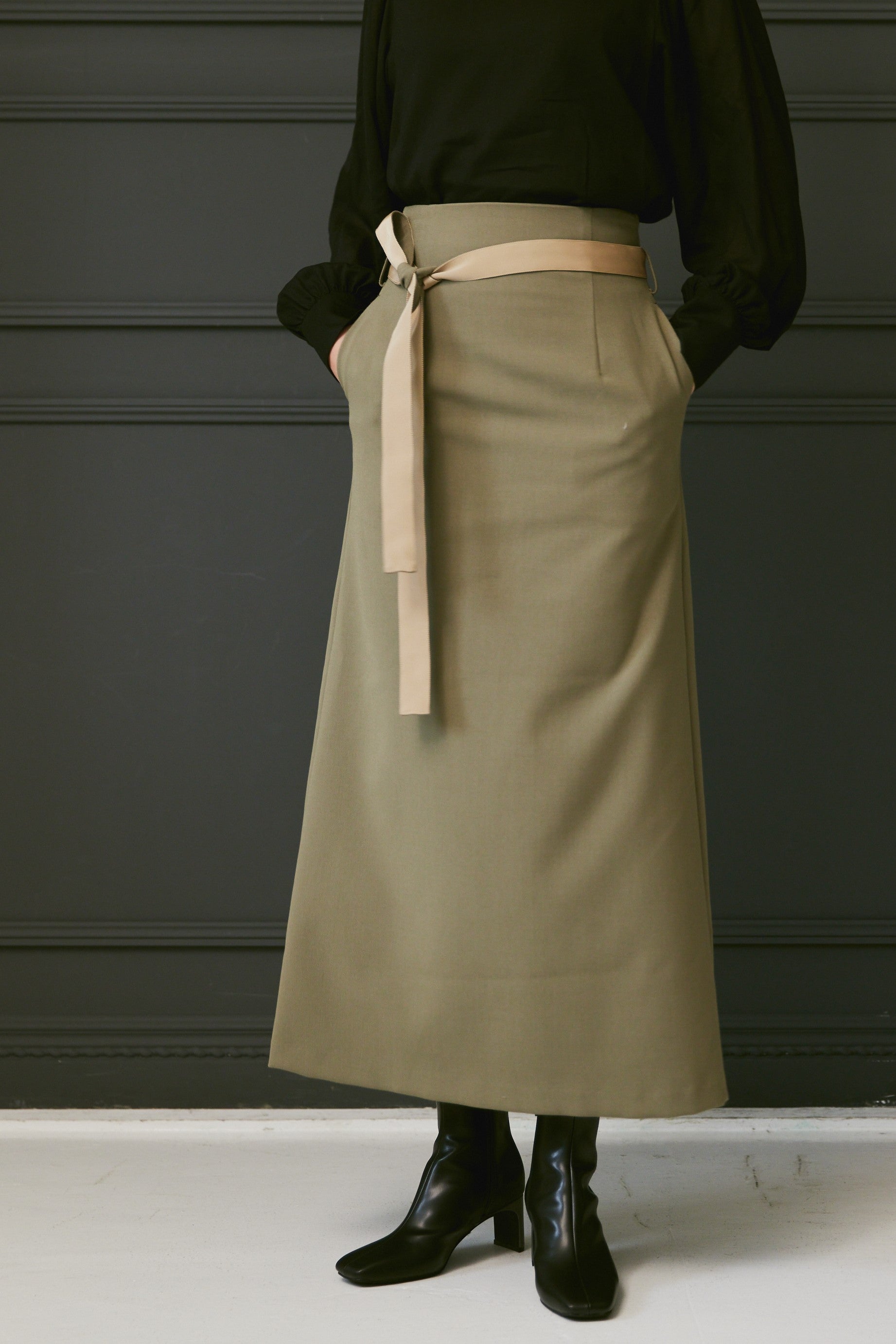 ミレム mirem Pencil tight skirt,KHAKI