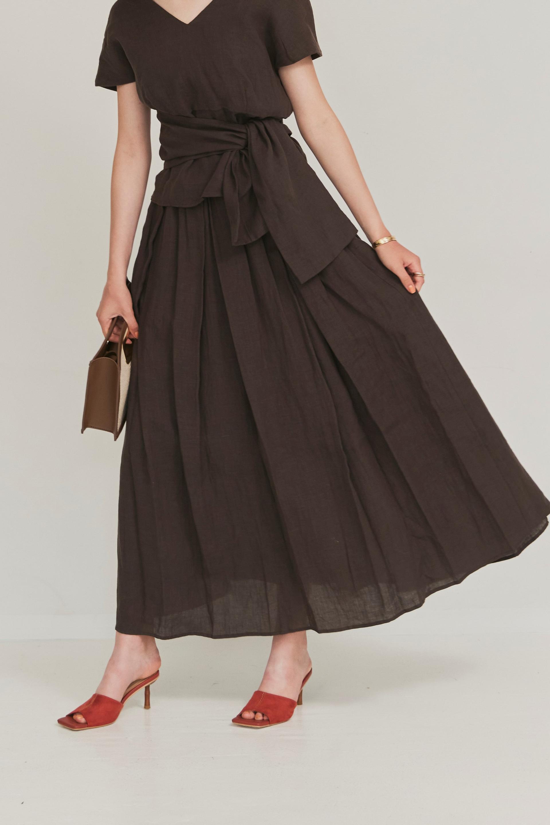 mirem Linen flare skirt