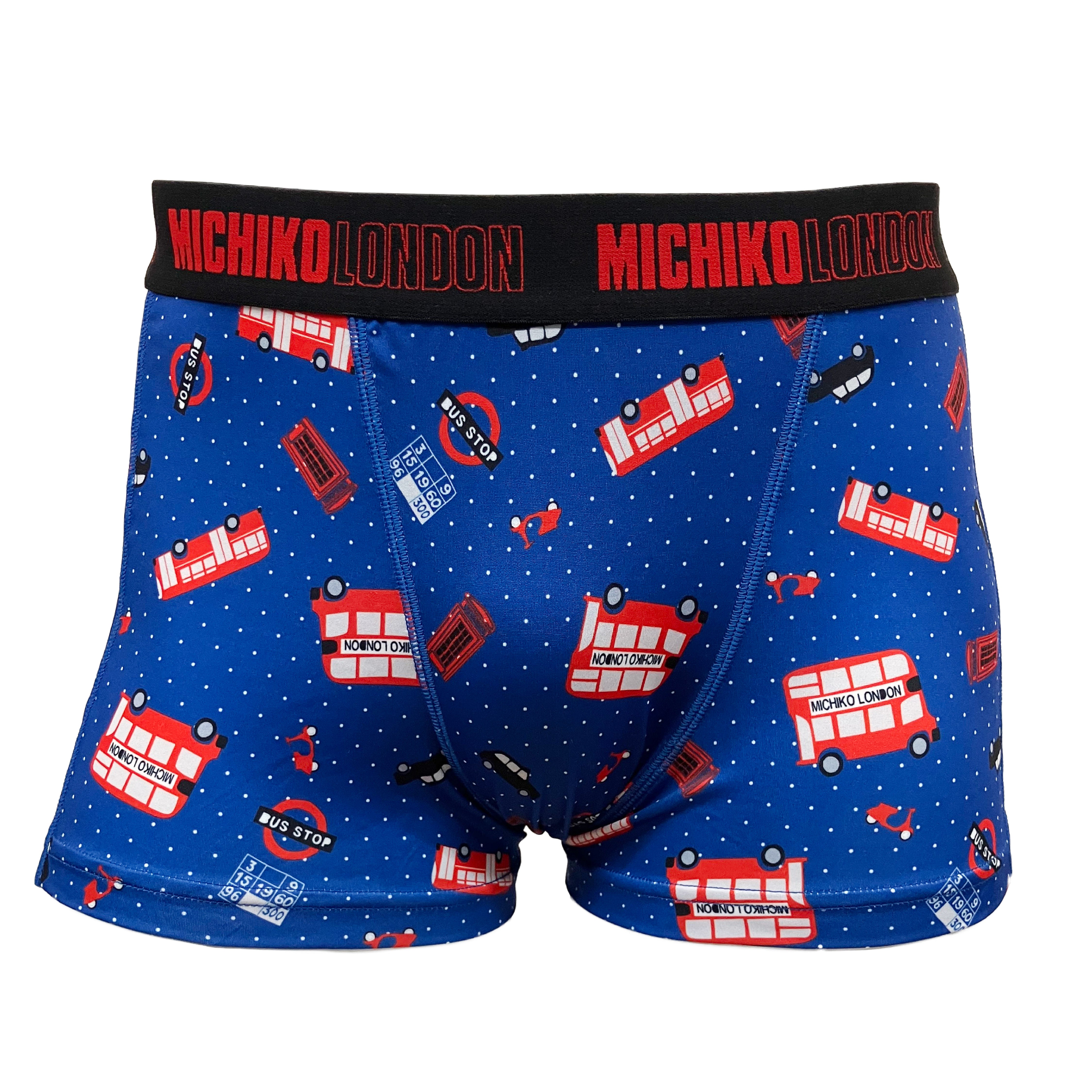 ミチコ ロンドン MICHIKO LONDON バス柄前閉じボクサーブリーフ 【返品不可商品】 （ブルー） ブルー