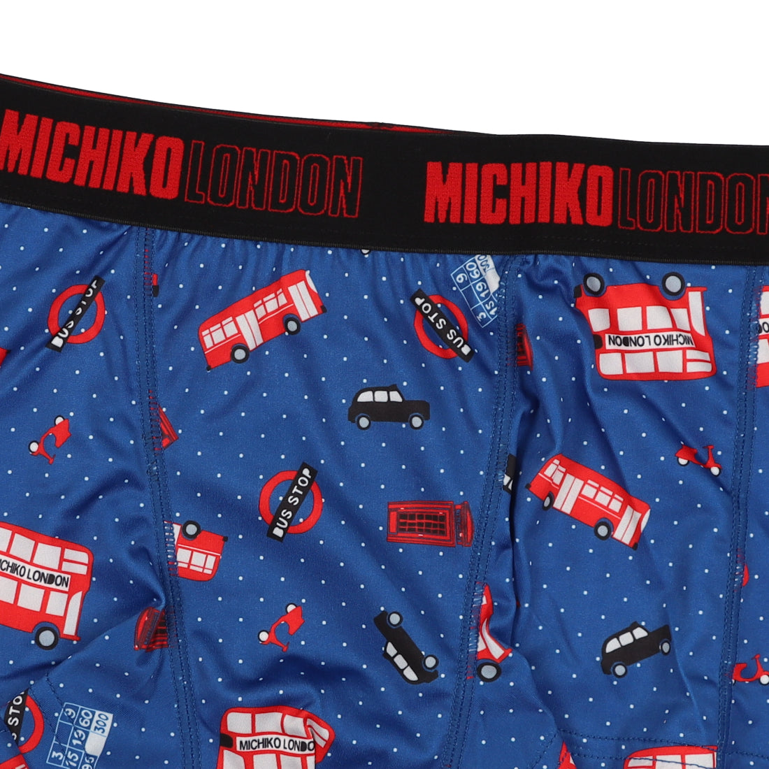 ミチコ ロンドン MICHIKO LONDON バス柄前閉じボクサーブリーフ 【返品不可商品】 （ブルー） ブルー