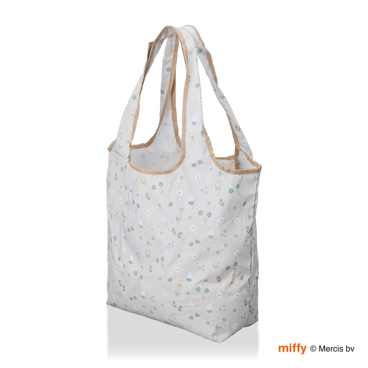 ミッフィー miffy 折りたたみエコバッグ Mサイズ 20L （B272.グレージュ小花） B272.グレージュ小花