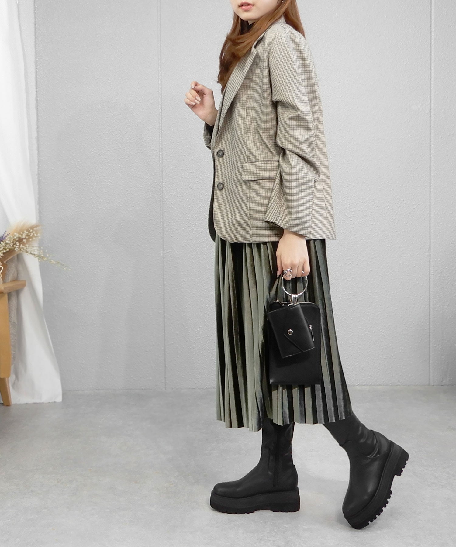 ミニア minia 厚底ウェッジフィットロングブーツ