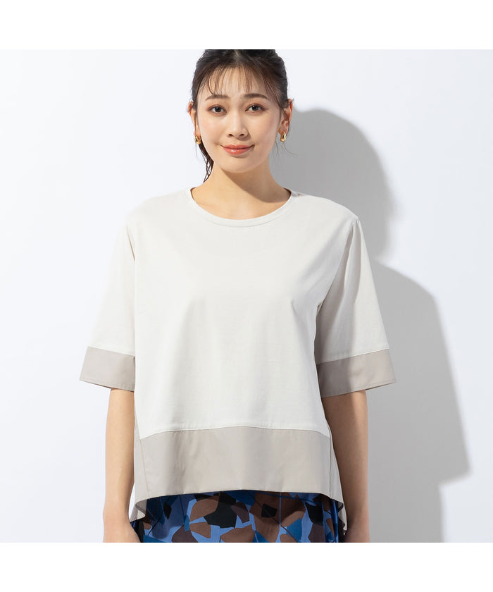 ミゼール missel COOL RICH COTTON バイカラーTシャツ （ベージュ） ベージュ