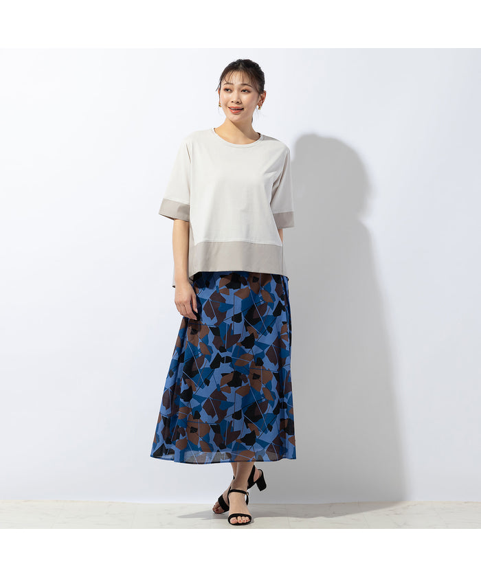 ミゼール missel COOL RICH COTTON バイカラーTシャツ （ベージュ） ベージュ