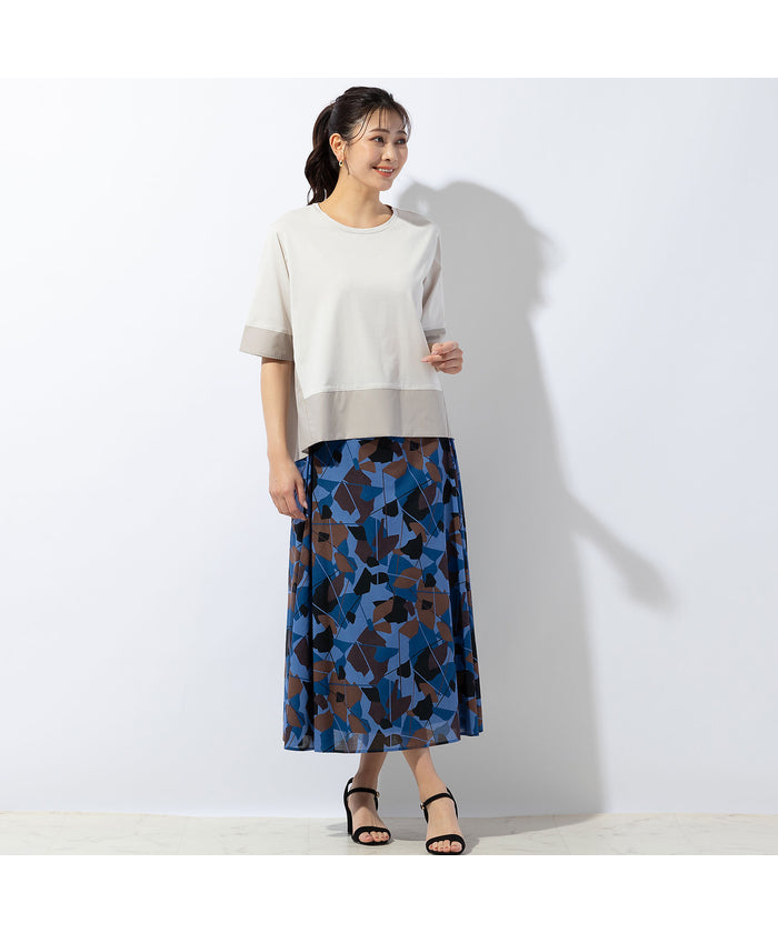ミゼール missel COOL RICH COTTON バイカラーTシャツ （ベージュ） ベージュ