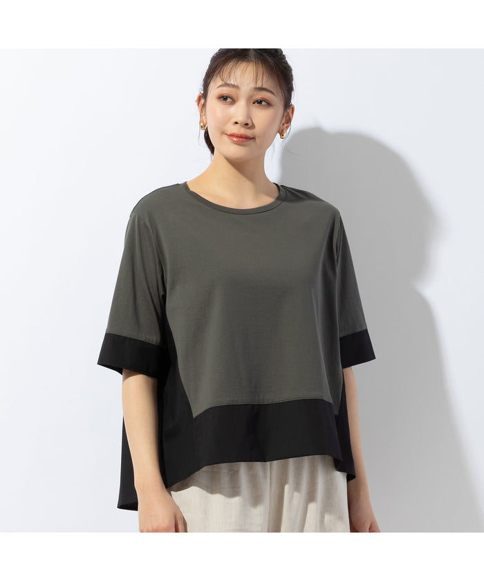 ミゼール missel COOL RICH COTTON バイカラーTシャツ （ベージュ） ベージュ