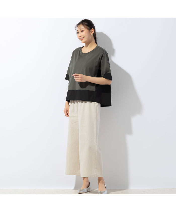 ミゼール missel COOL RICH COTTON バイカラーTシャツ （ベージュ） ベージュ