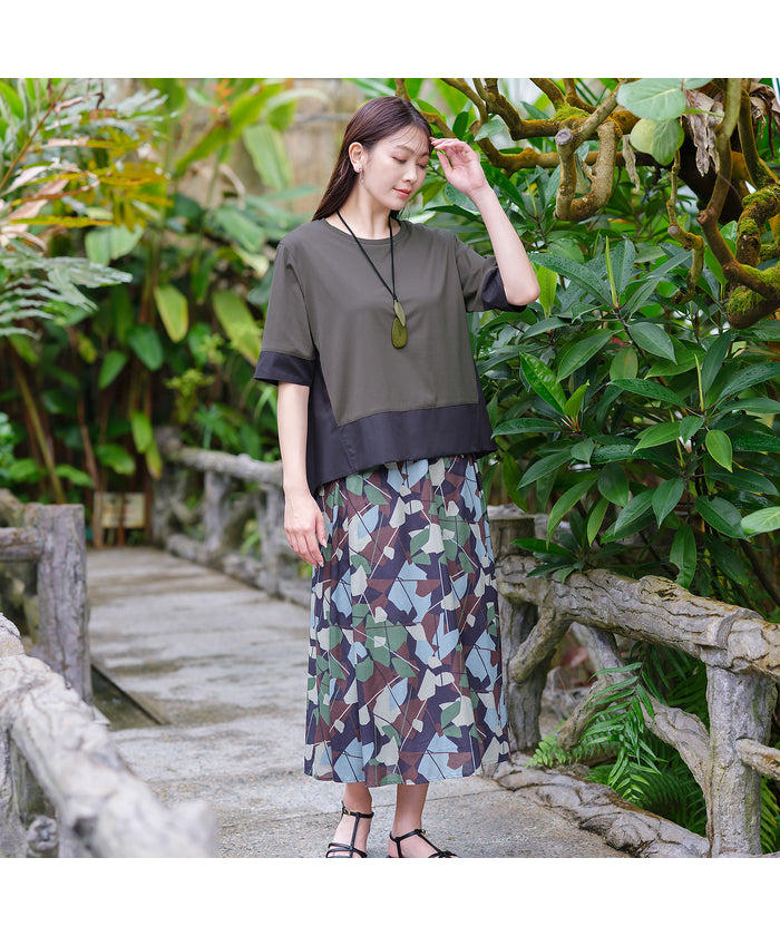 ミゼール missel COOL RICH COTTON バイカラーTシャツ （ベージュ） ベージュ