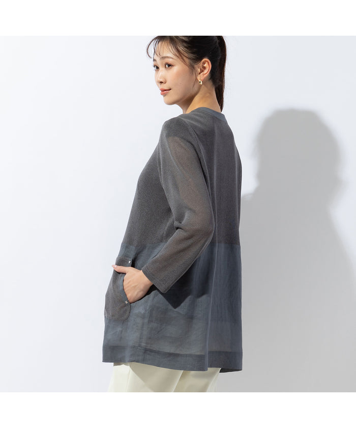 ミゼール missel リネンミックスカーディガン （グリーン） グリーン