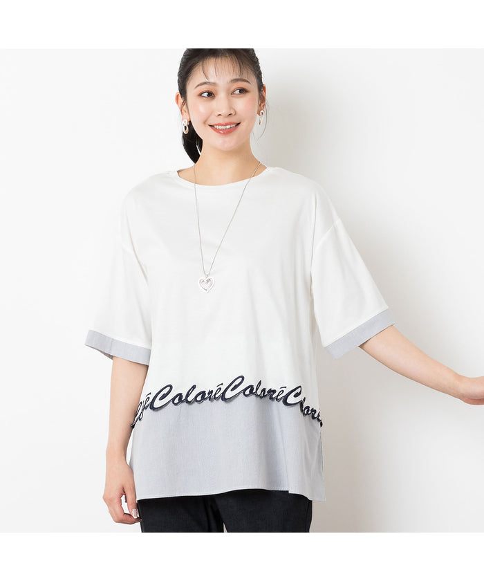 ミゼール missel ロゴ刺繍コットンTシャツ （ホワイト） ホワイト