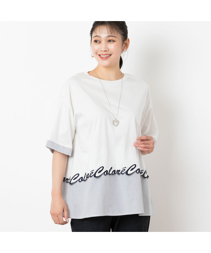 ミゼール missel ロゴ刺繍コットンTシャツ （ホワイト） ホワイト