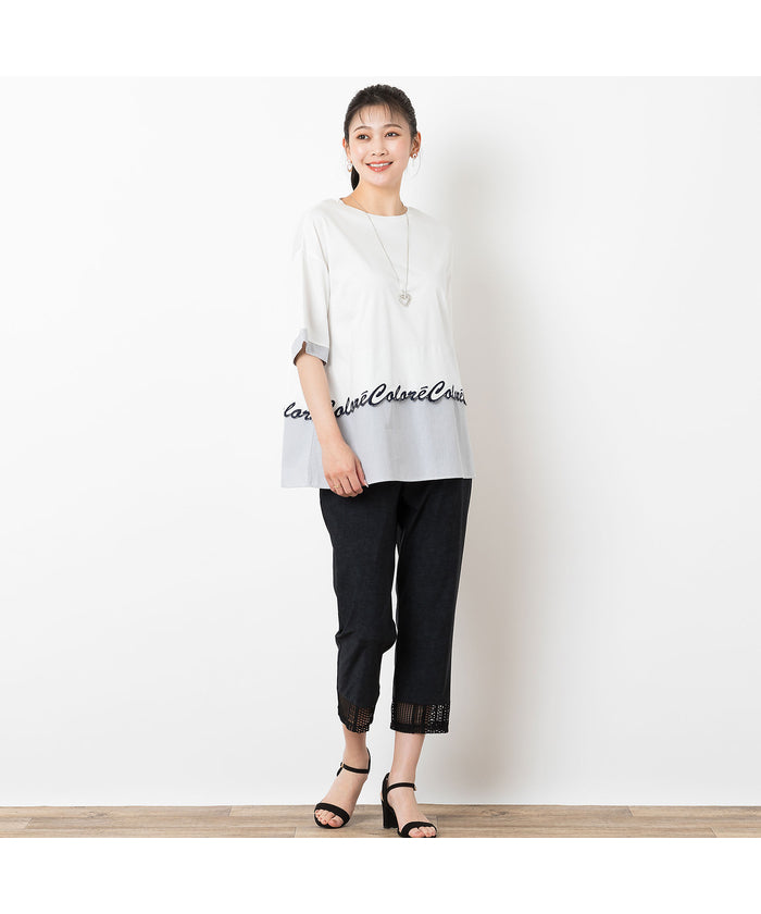 ミゼール missel ロゴ刺繍コットンTシャツ （ホワイト） ホワイト