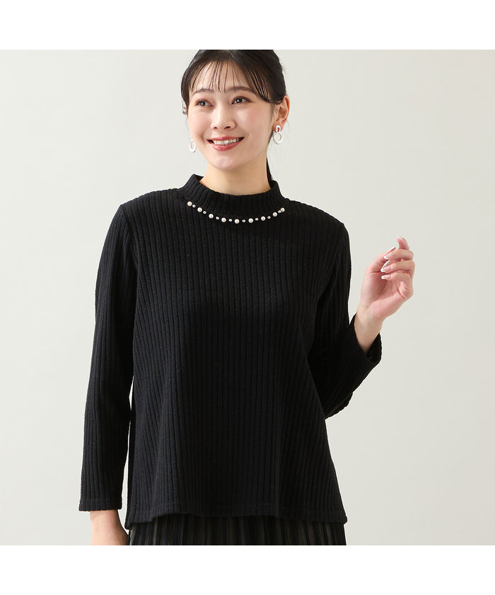 ミゼール missel 【洗える・3L/4Lサイズあり】ビジューモチーフつきカットソー （グレー） グレー