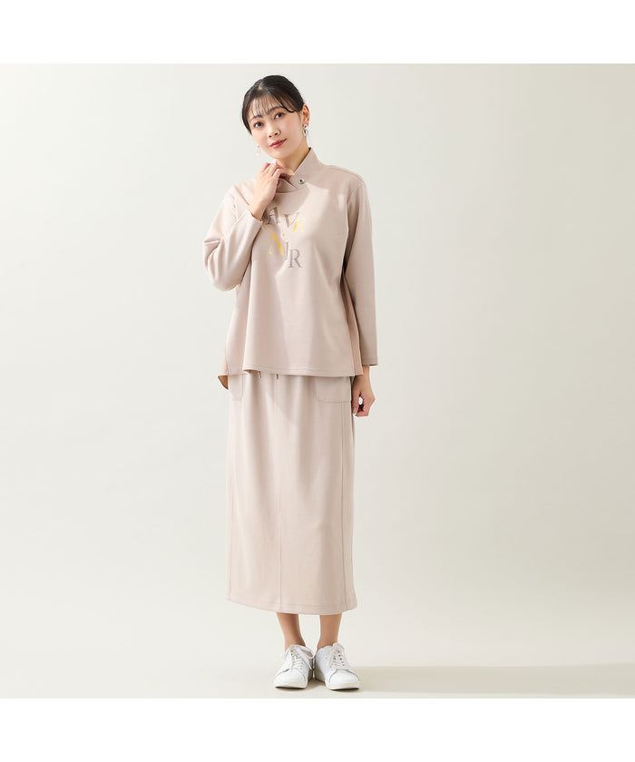 ミゼール missel 【洗える・セットアップ可・3Lサイズあり】Iラインスカート （ベージュ） ベージュ