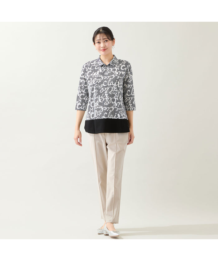 ミゼール missel 【洗える・WEB限定カラーあり・L～4Lサイズ】スキッパートップス （グレー） グレー