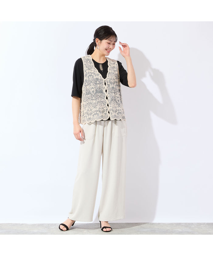 ミゼール missel スカラップ刺繍チュールベスト （ブラック） ブラック