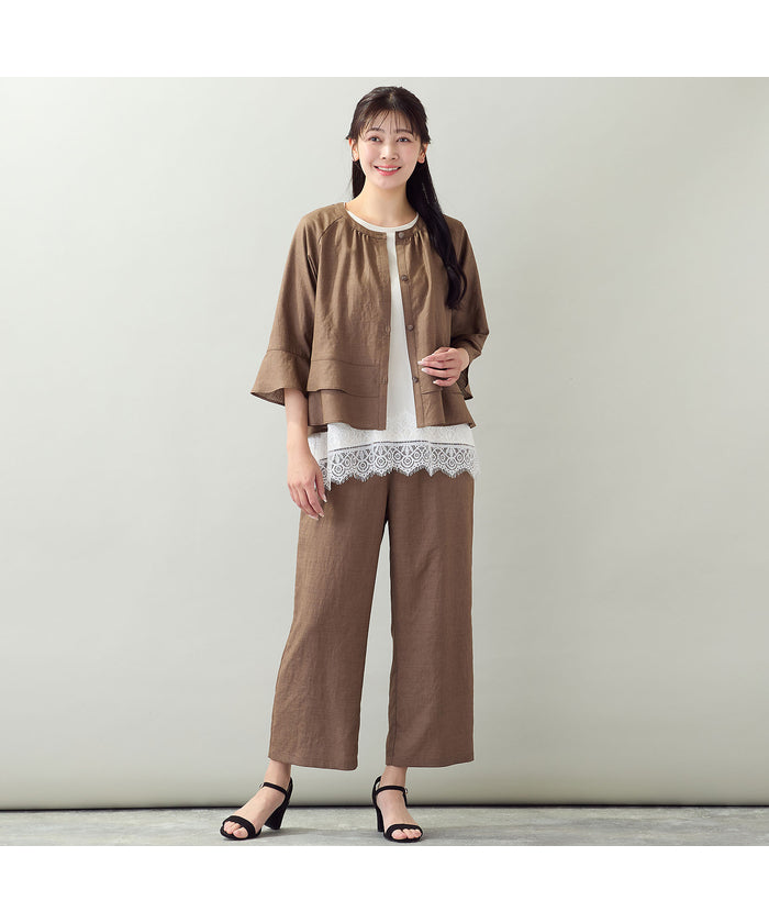ミゼール missel 【洗える・L～4Lサイズ】レースヘムTシャツ （ブラック） ブラック