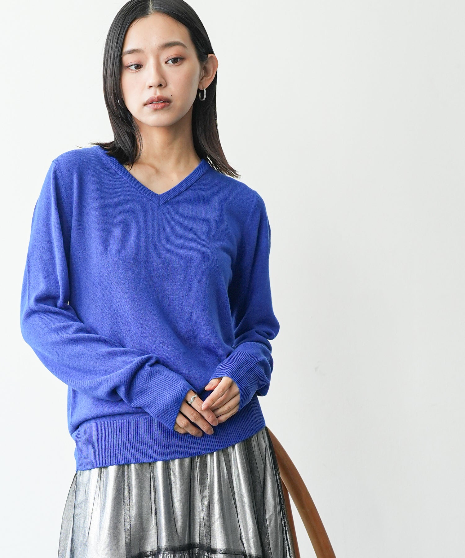 ミリアンデニ mili an deni カシミアタッチVネックニットセーター