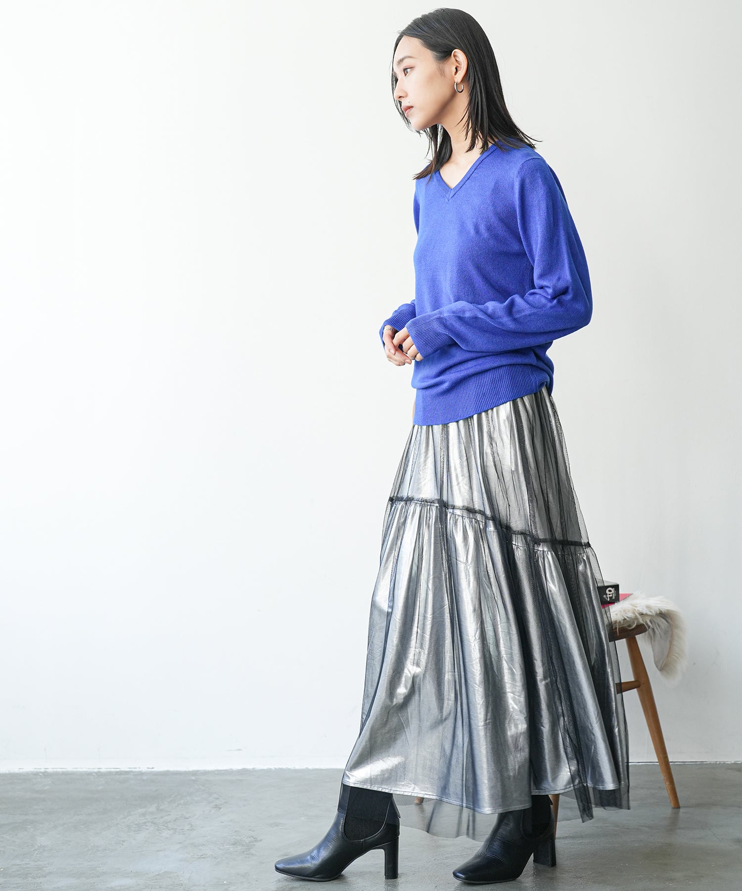 ミリアンデニ mili an deni カシミアタッチVネックニットセーター