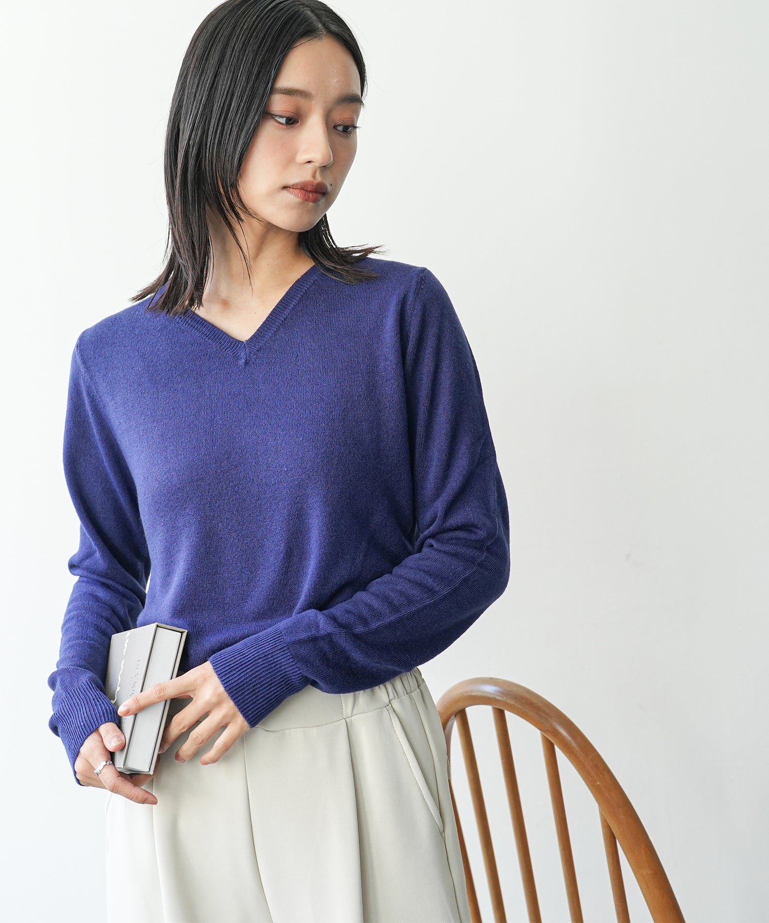 ミリアンデニ mili an deni カシミアタッチVネックニットセーター