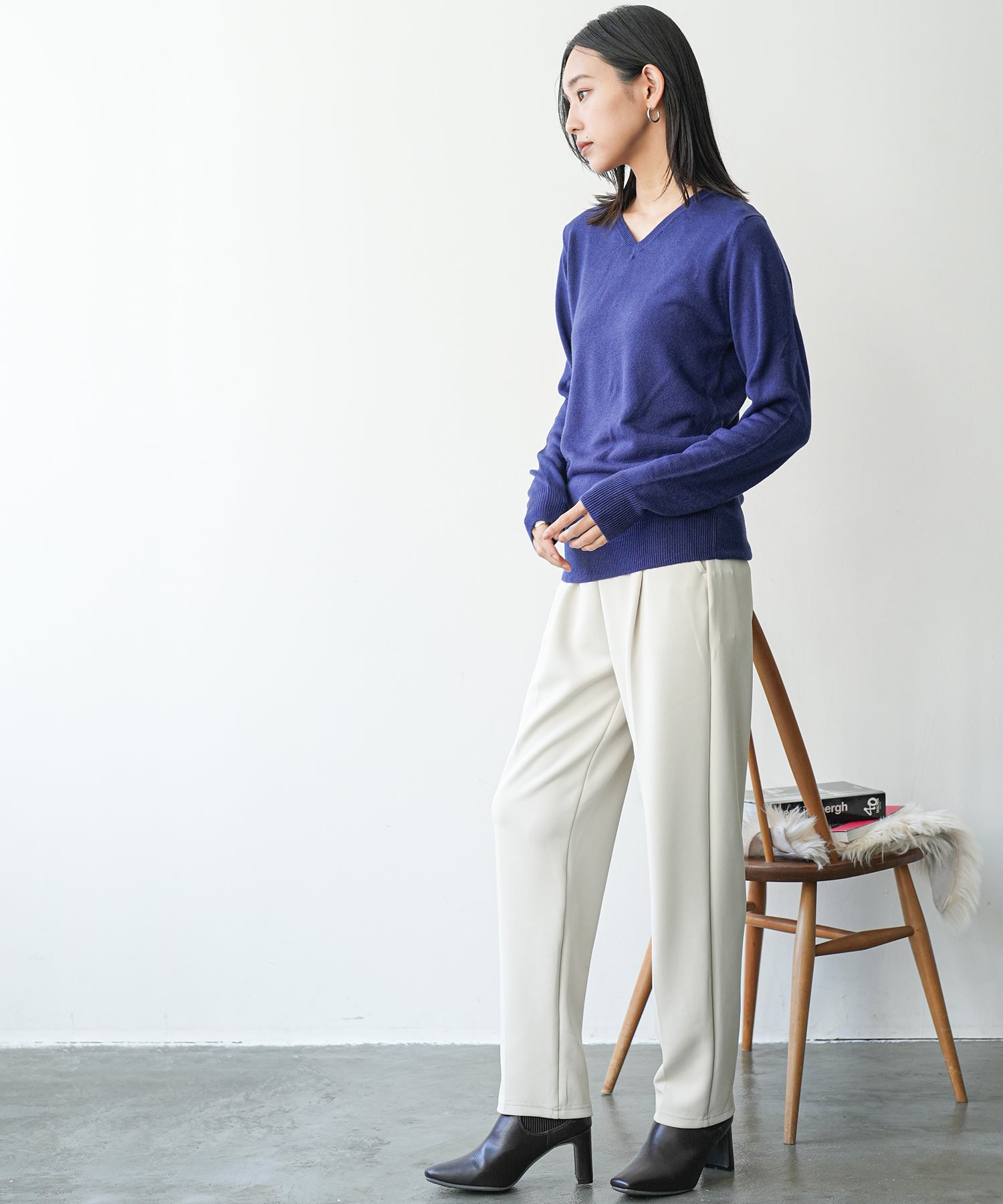 ミリアンデニ mili an deni カシミアタッチVネックニットセーター