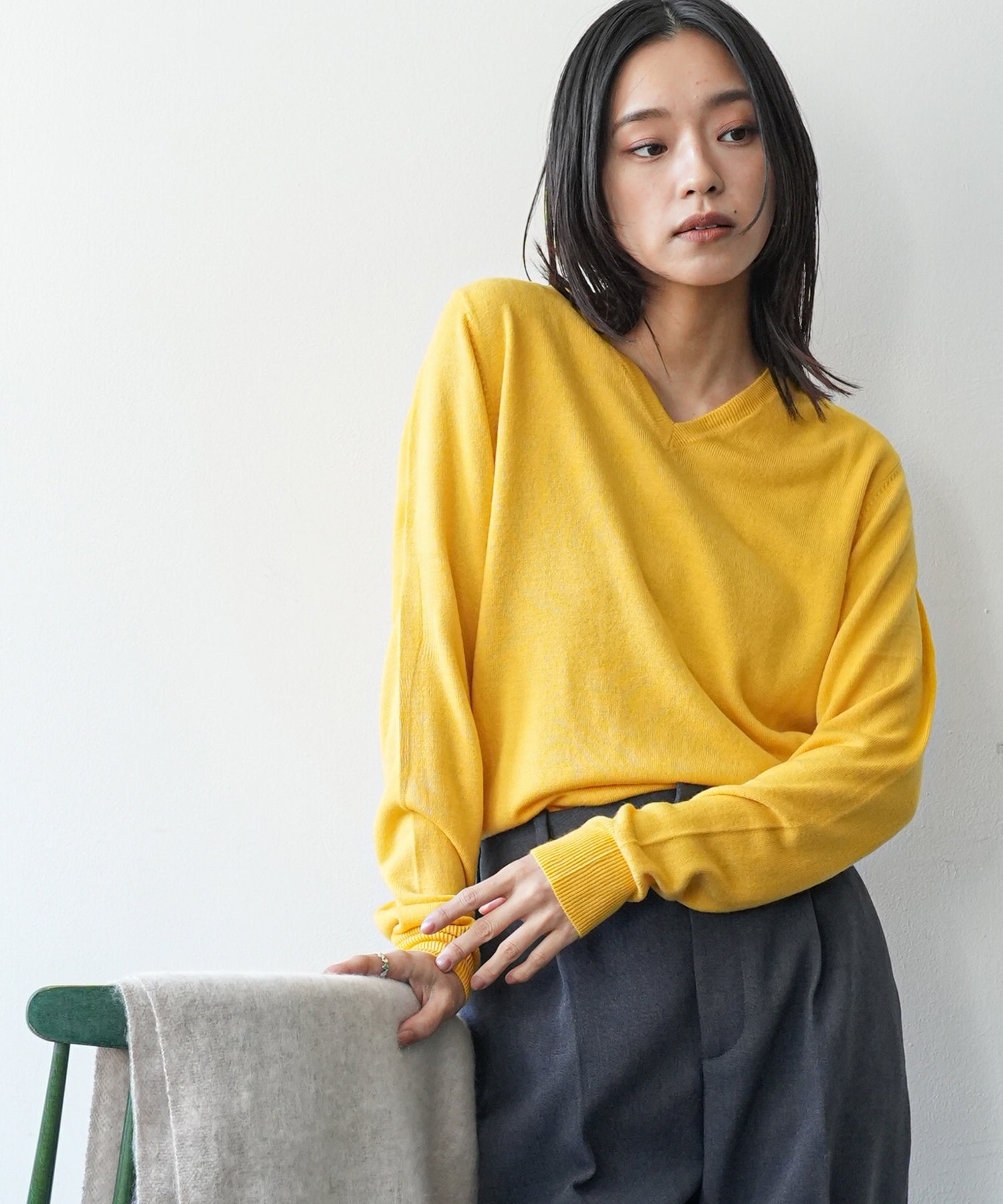ミリアンデニ mili an deni カシミアタッチVネックニットセーター