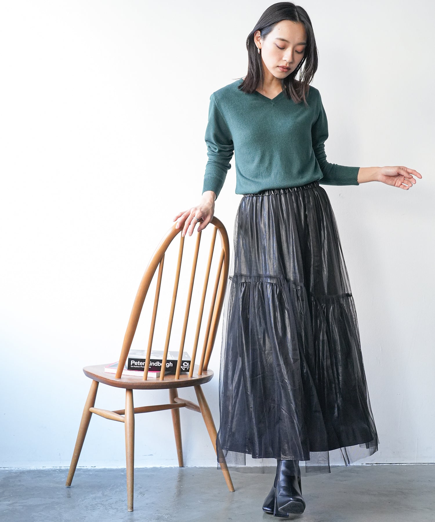 ミリアンデニ mili an deni カシミアタッチVネックニットセーター