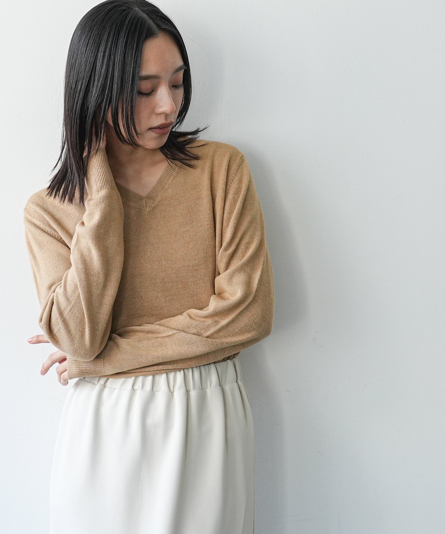 ミリアンデニ mili an deni カシミアタッチVネックニットセーター