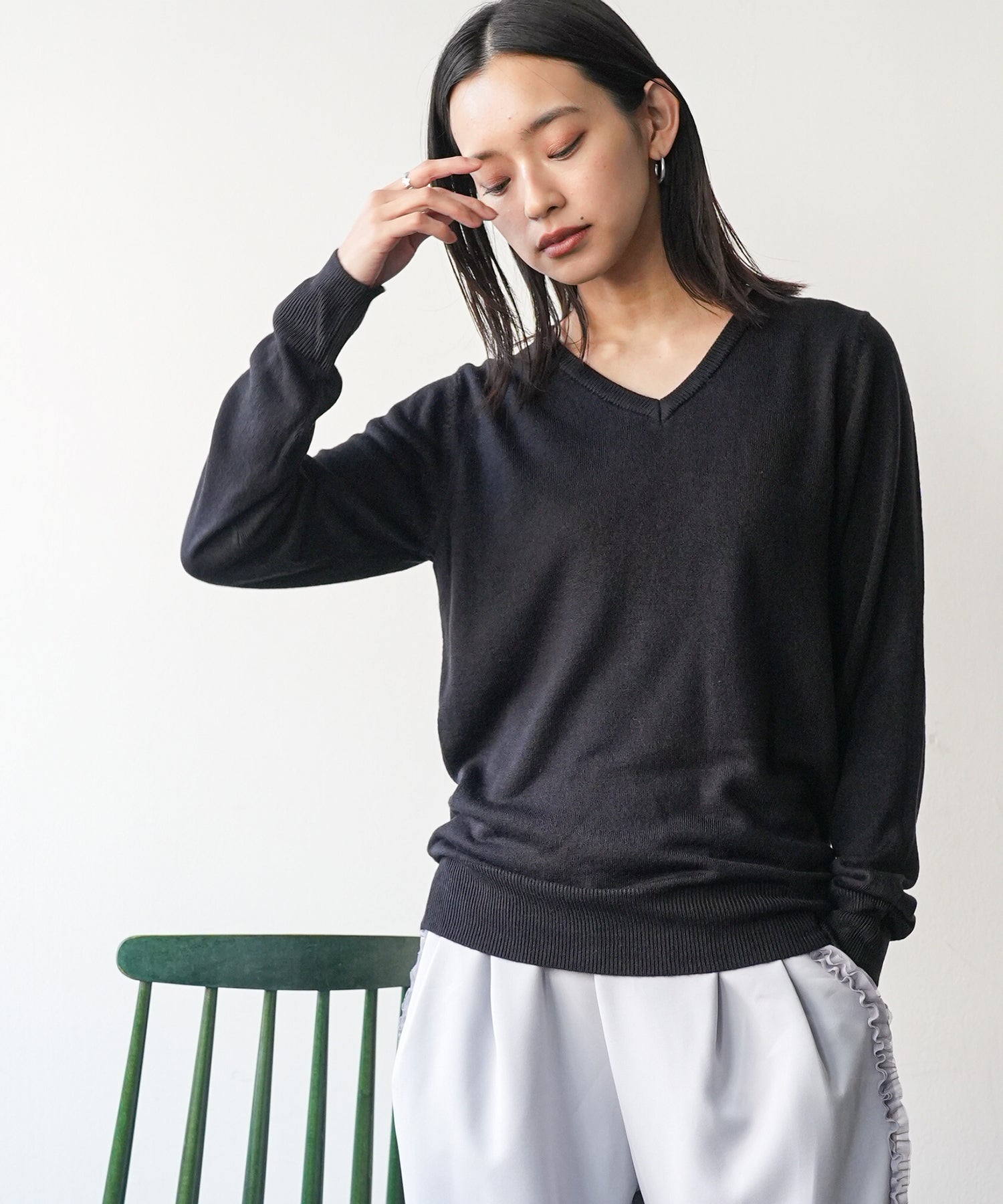 ミリアンデニ mili an deni カシミアタッチVネックニットセーター