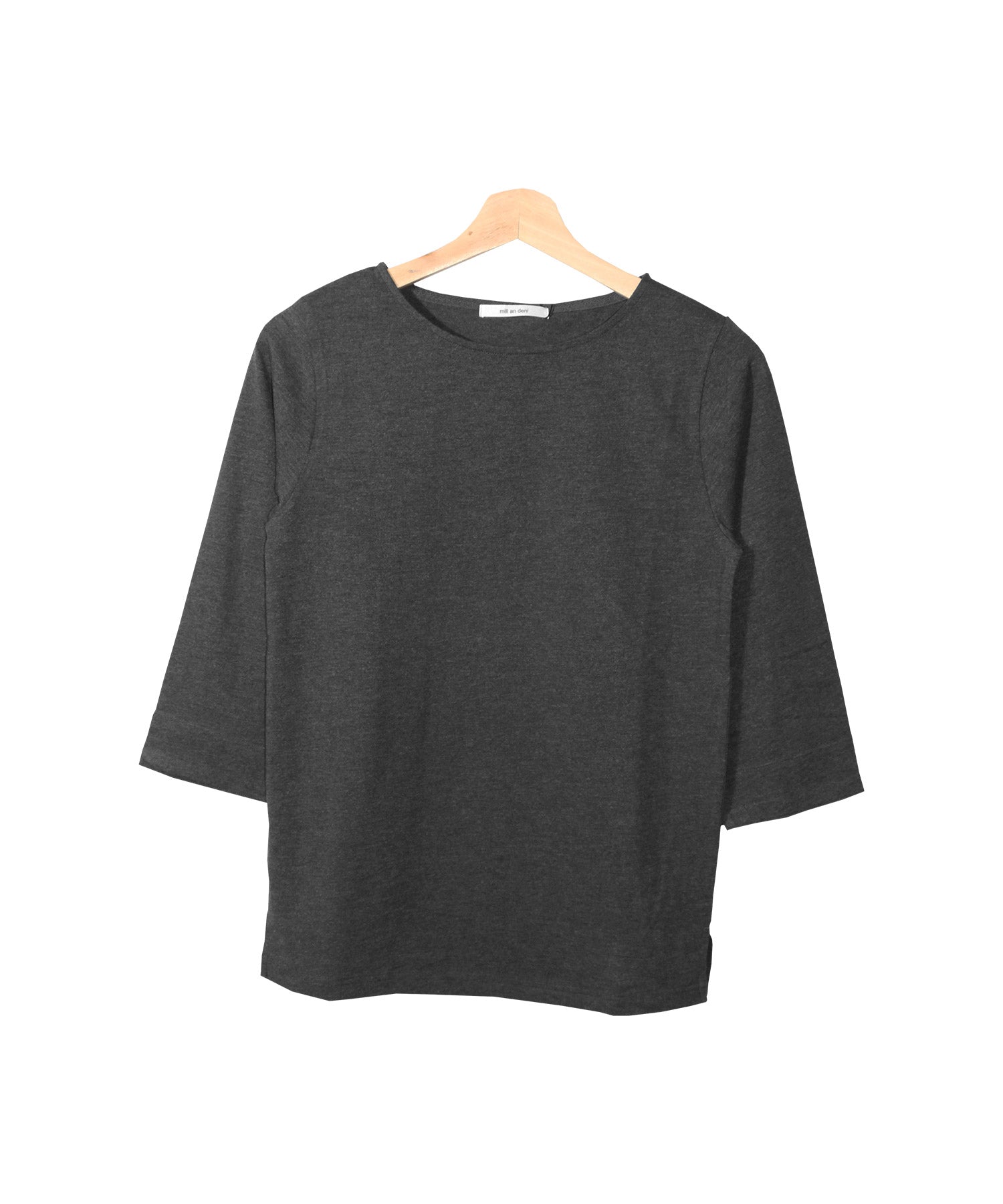 ミリアンデニ mili an deni 7分袖袖シャンブレー切替Tシャツ