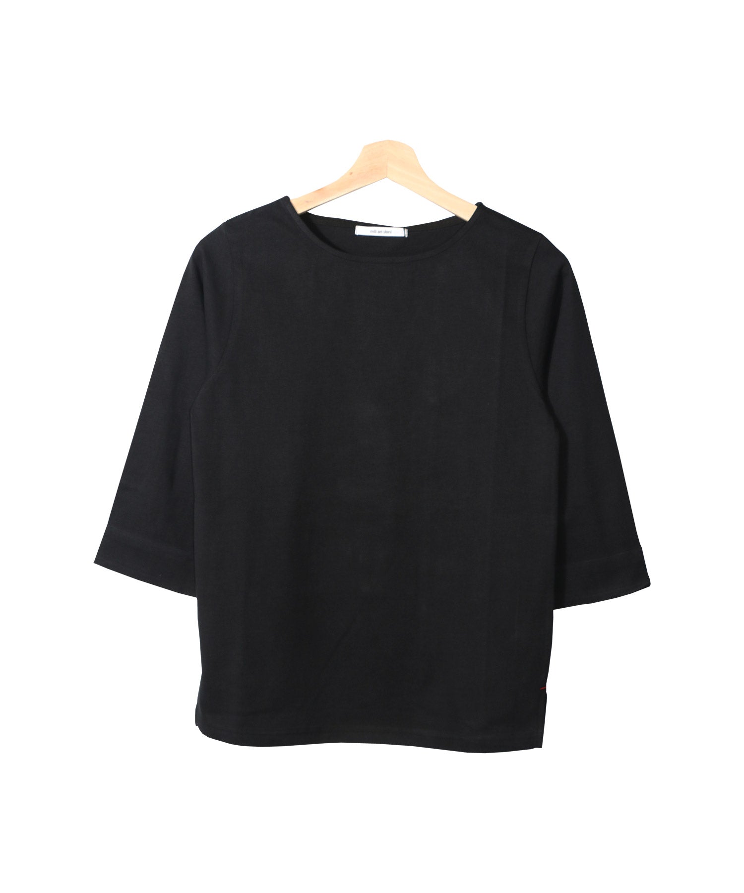 ミリアンデニ mili an deni 7分袖袖シャンブレー切替Tシャツ