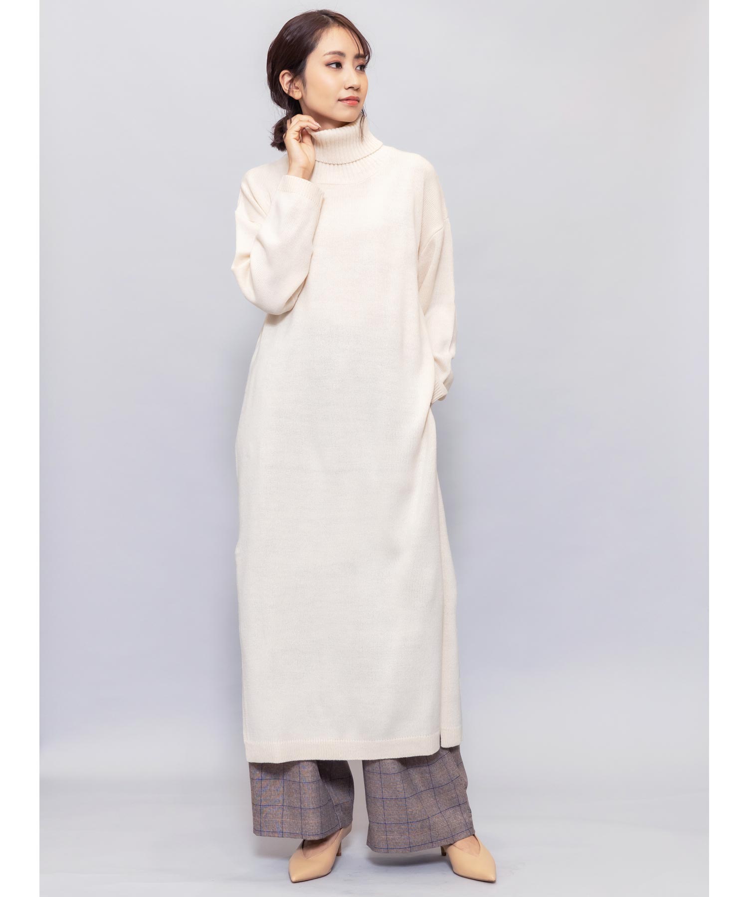 mili an deni Side slit knit long dress
