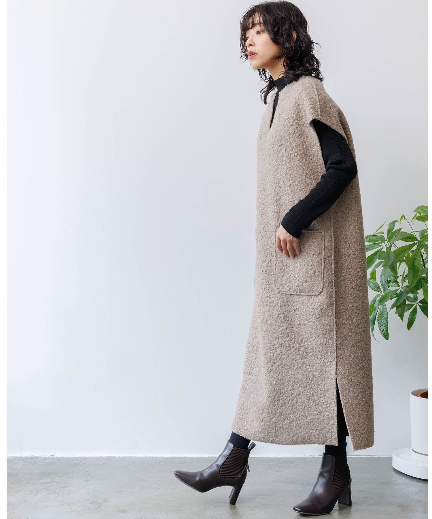 ミリアンデニ mili an deni フェイクリングリバーシブルキーネックワンピース
