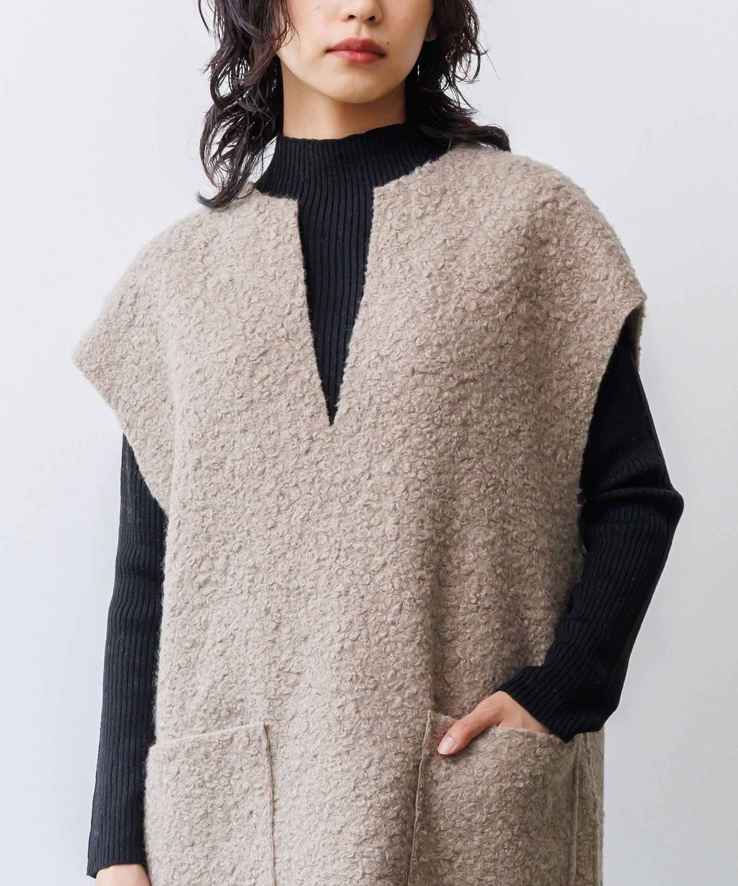 ミリアンデニ mili an deni フェイクリングリバーシブルキーネックワンピース