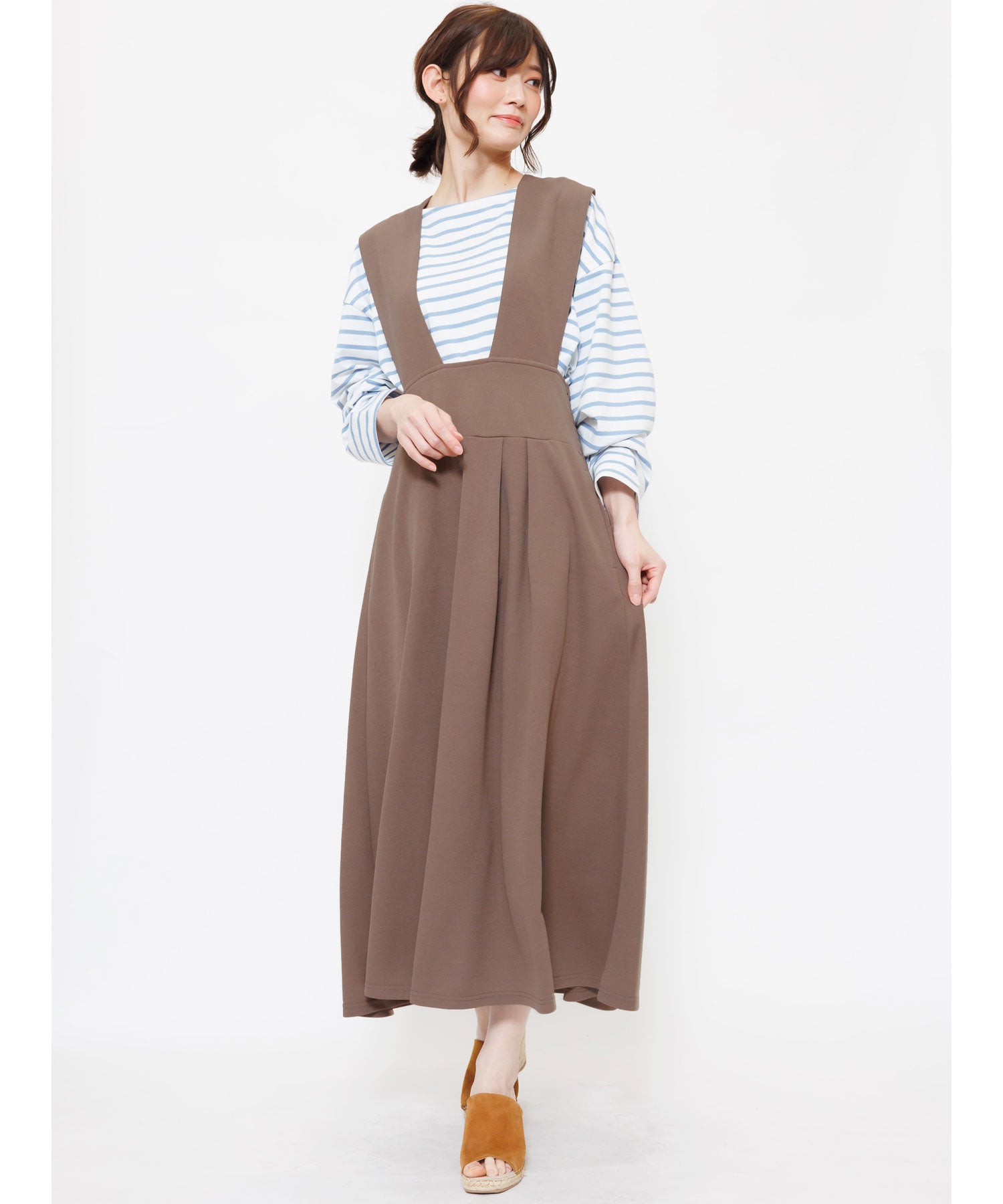 mili an deni 背交叉牛仔裙女裝牛仔裙對皮材質中長