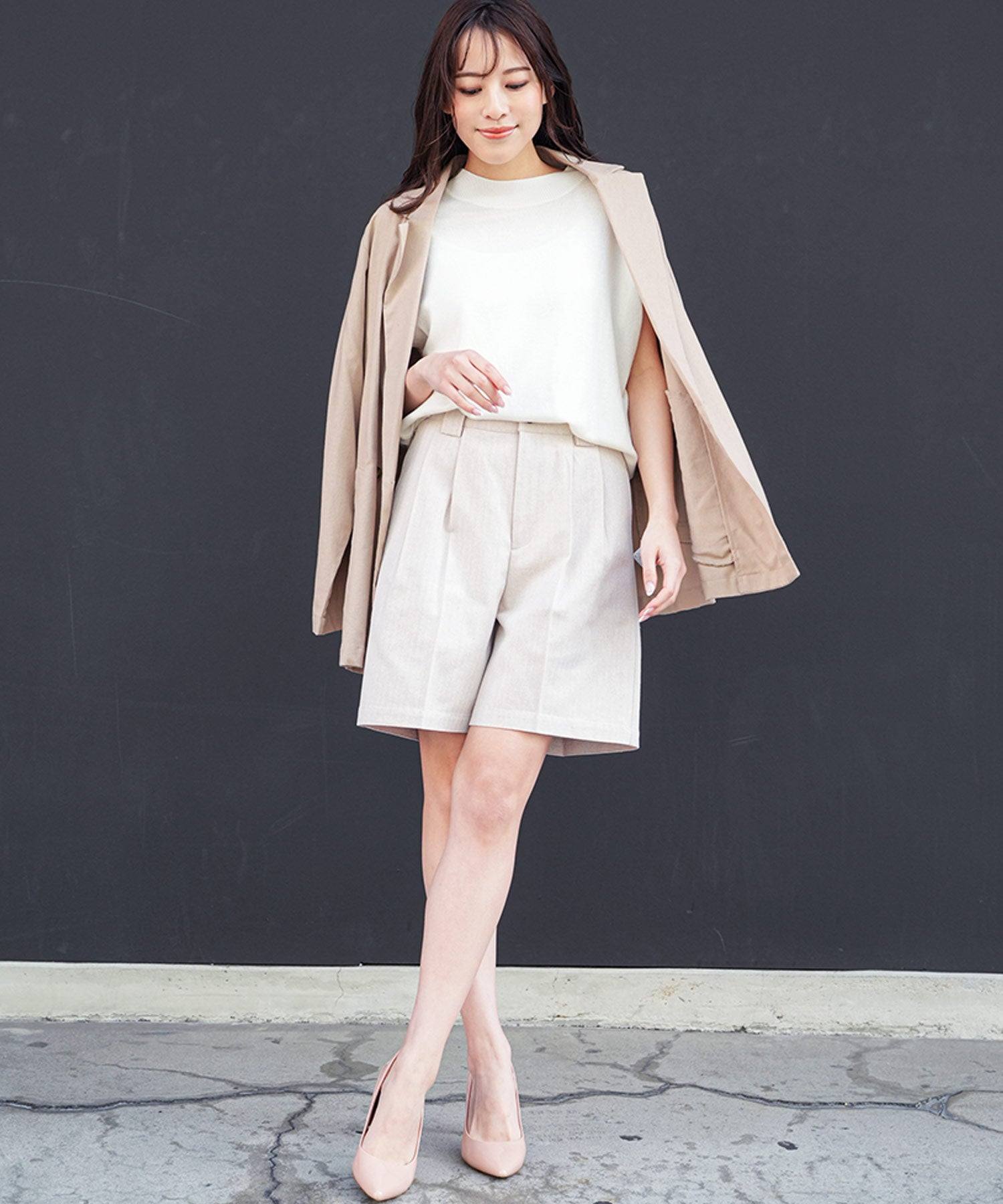 ミリアンデニ mili an deni リネンライクショートパンツ レディース ボトムス ショーパン 無地  （ブラック） ブラック