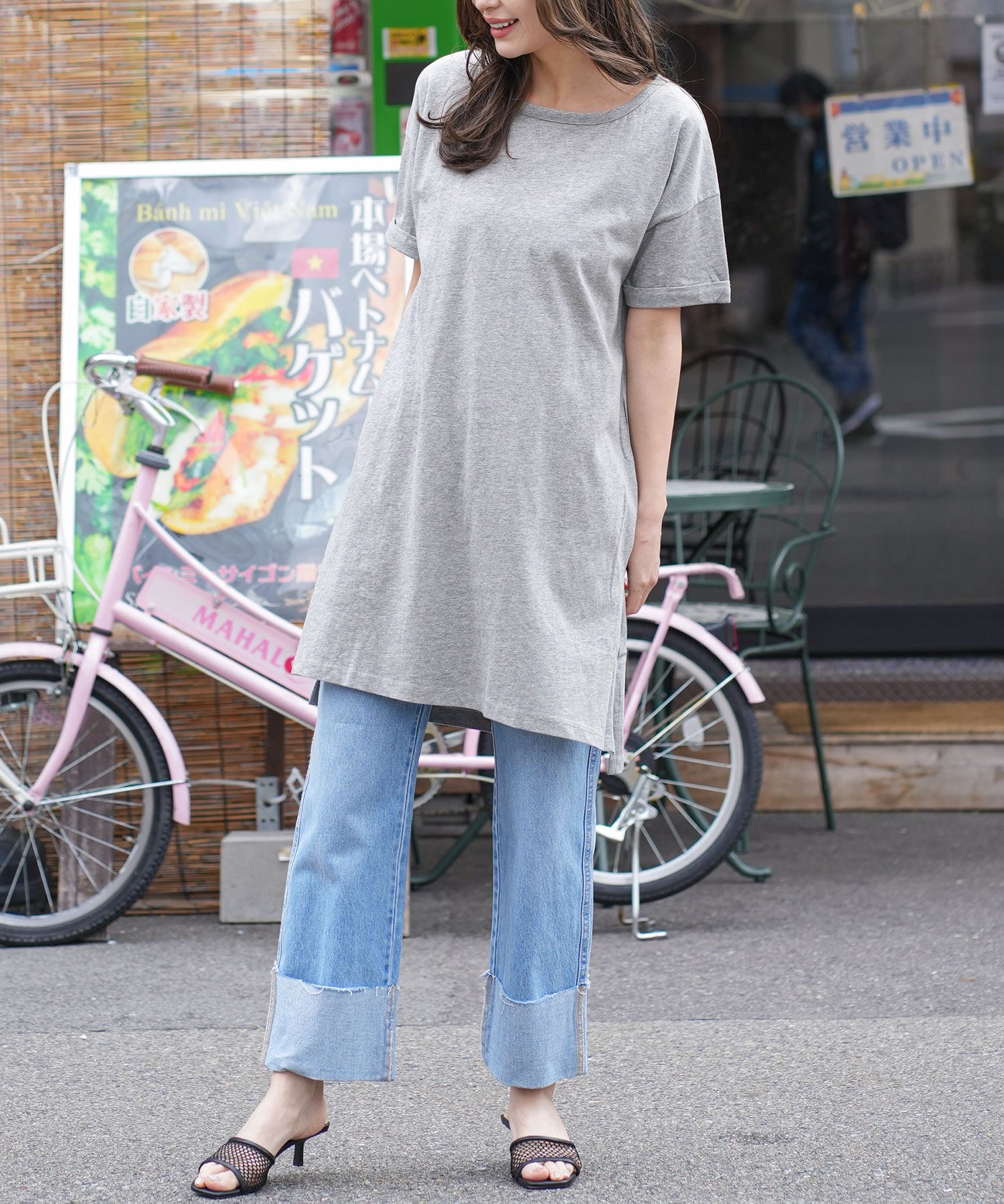 ミリアンデニ mili an deni スリット入りTワンピース