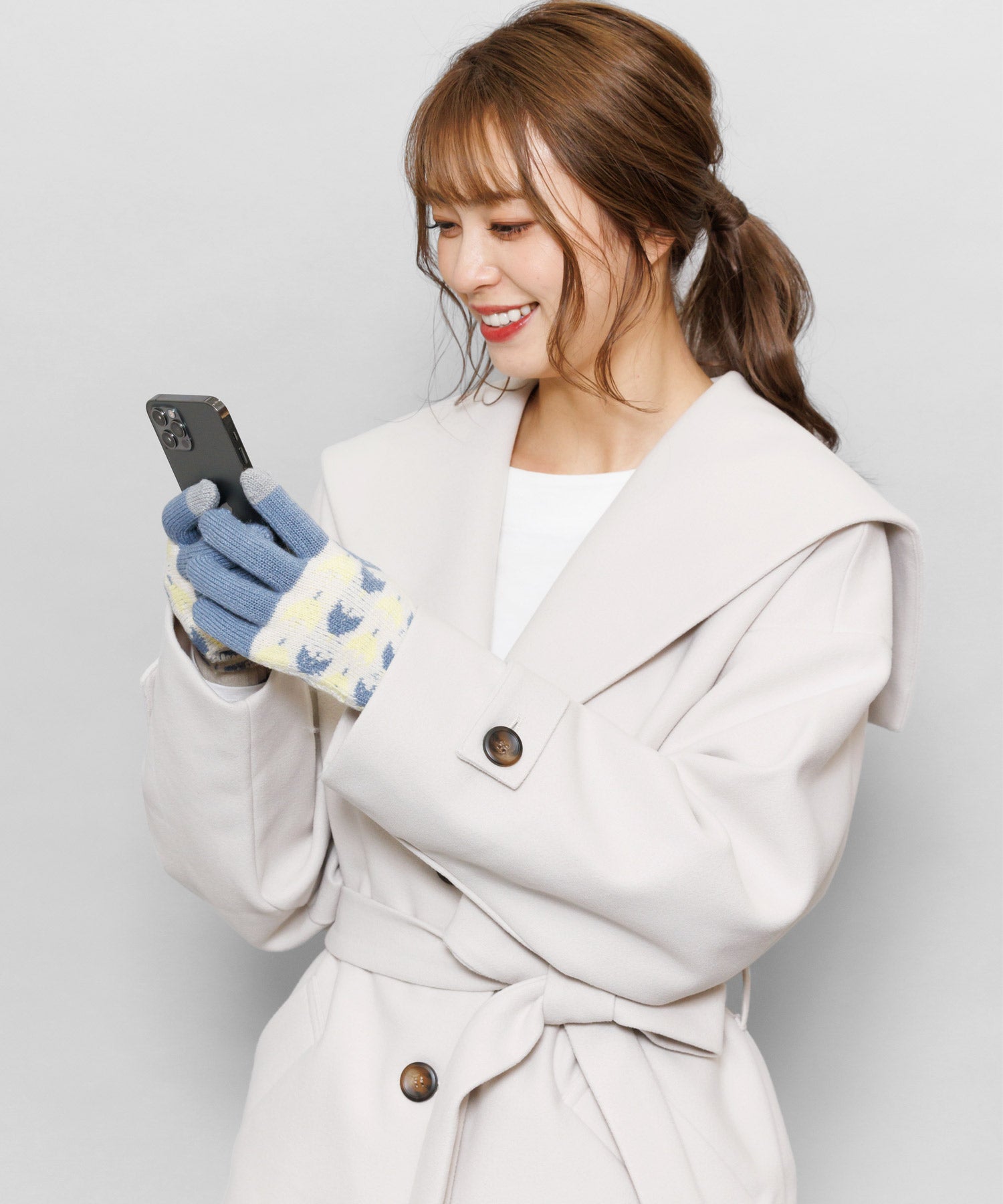 ミリアンデニ mili an deni 手袋 スマホ対応 レディース ノルディック柄 雪柄 総柄 ニット素材 防寒対策 （ホワイト） ホワイト
