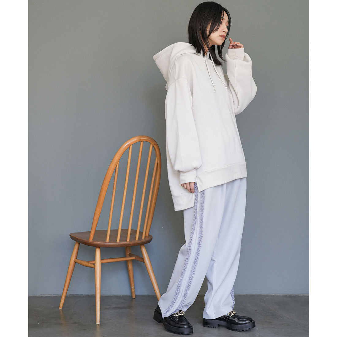 ミリアンデニ mili an deni カットジョーゼットサイドフリルパンツ