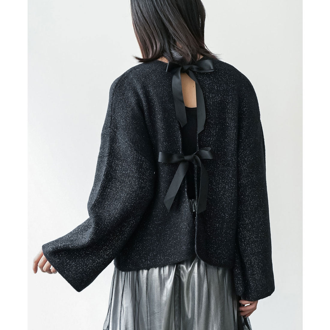 ミリアンデニ mili an deni バックリボンクルーネックニットプルオーバー