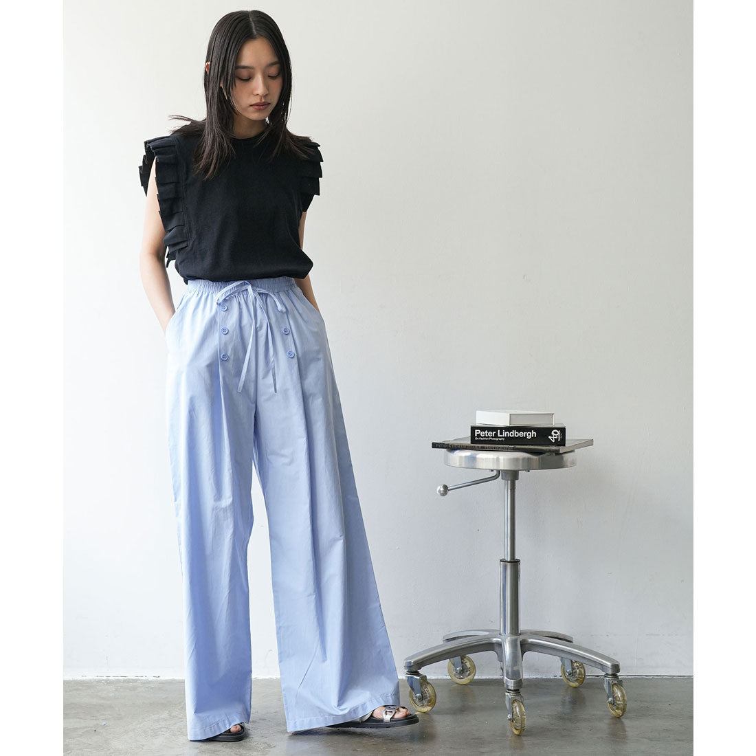 ミリアンデニ mili an deni タックフリルノースリーブTシャツ （BK） BK