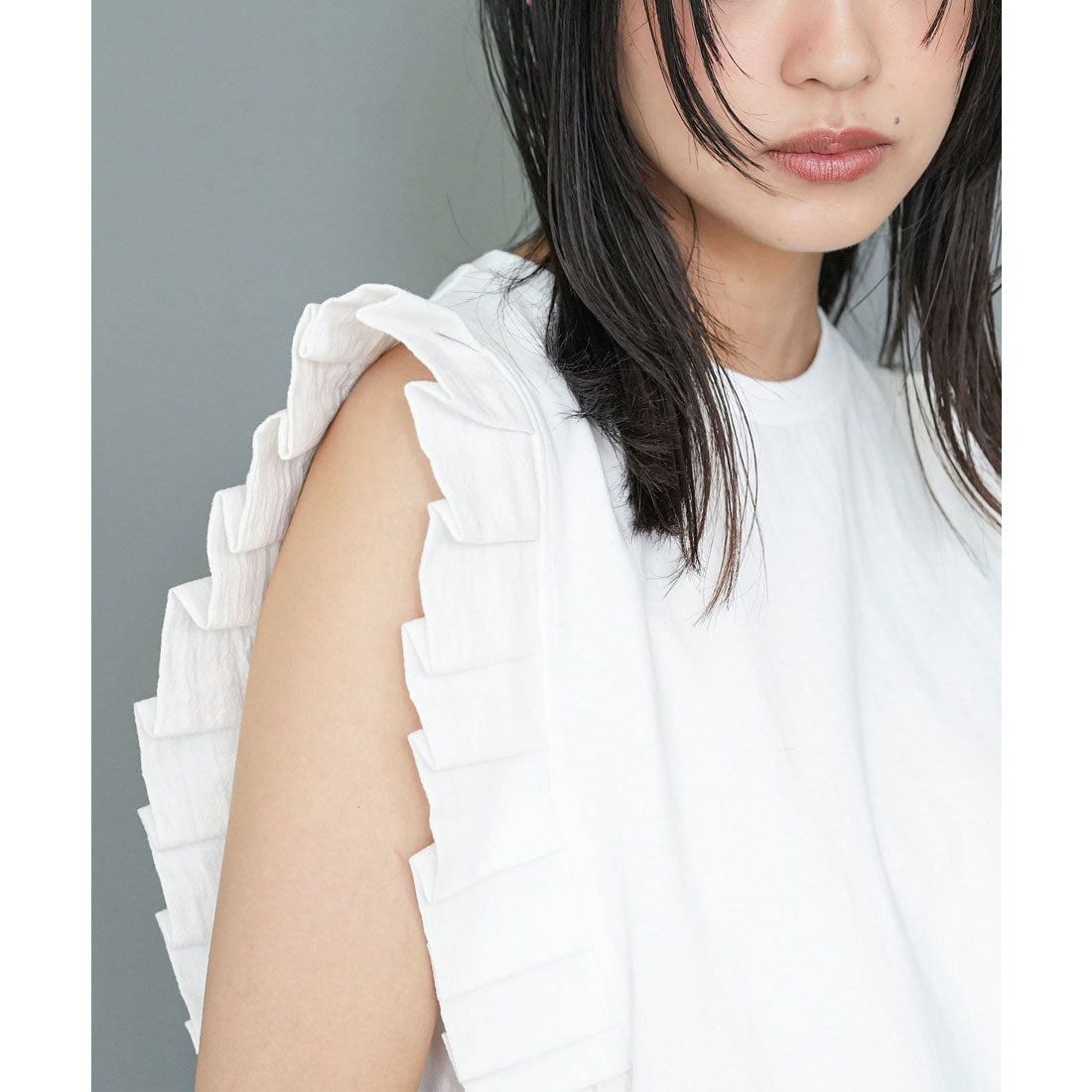 ミリアンデニ mili an deni タックフリルノースリーブTシャツ （BK） BK