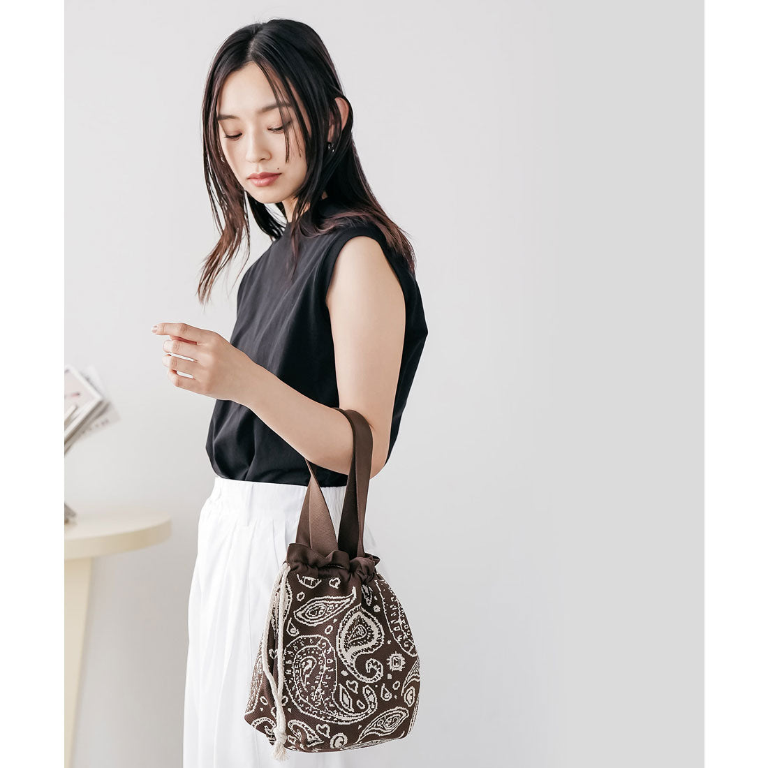 ミリアンデニ mili an deni バンダナ巾着バッグ （BRW） BRW