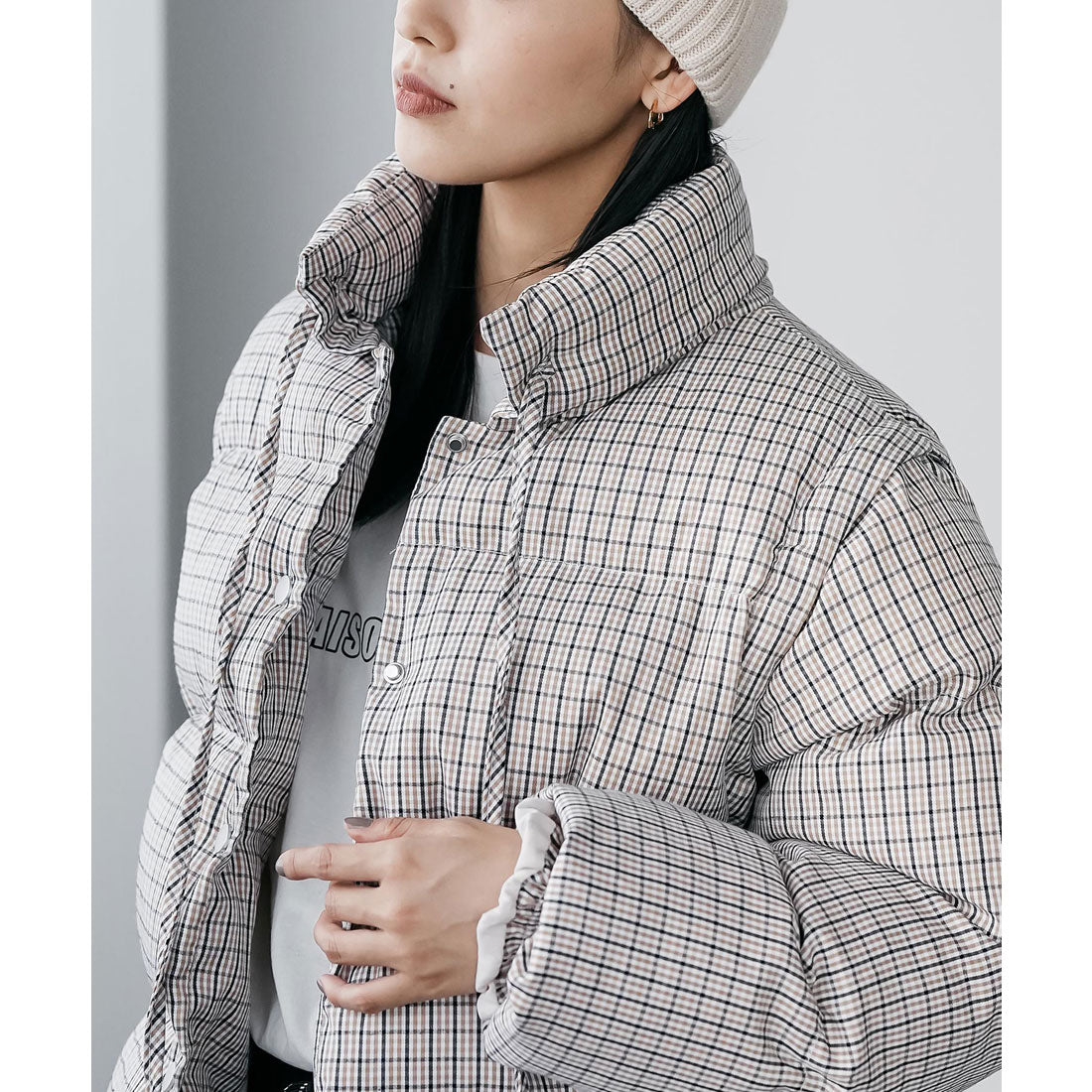 ミリアンデニ mili an deni 袖取り外しチェック中綿ブルゾン （BG） BG