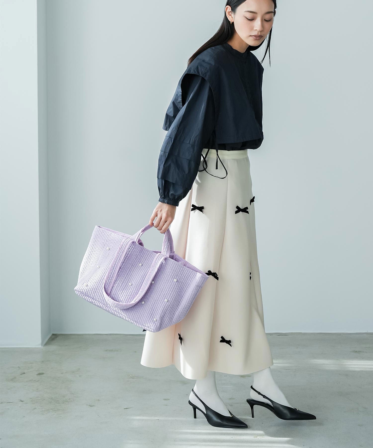 ミリアンデニ mili an deni リボンフレアロングスカート （IV） IV