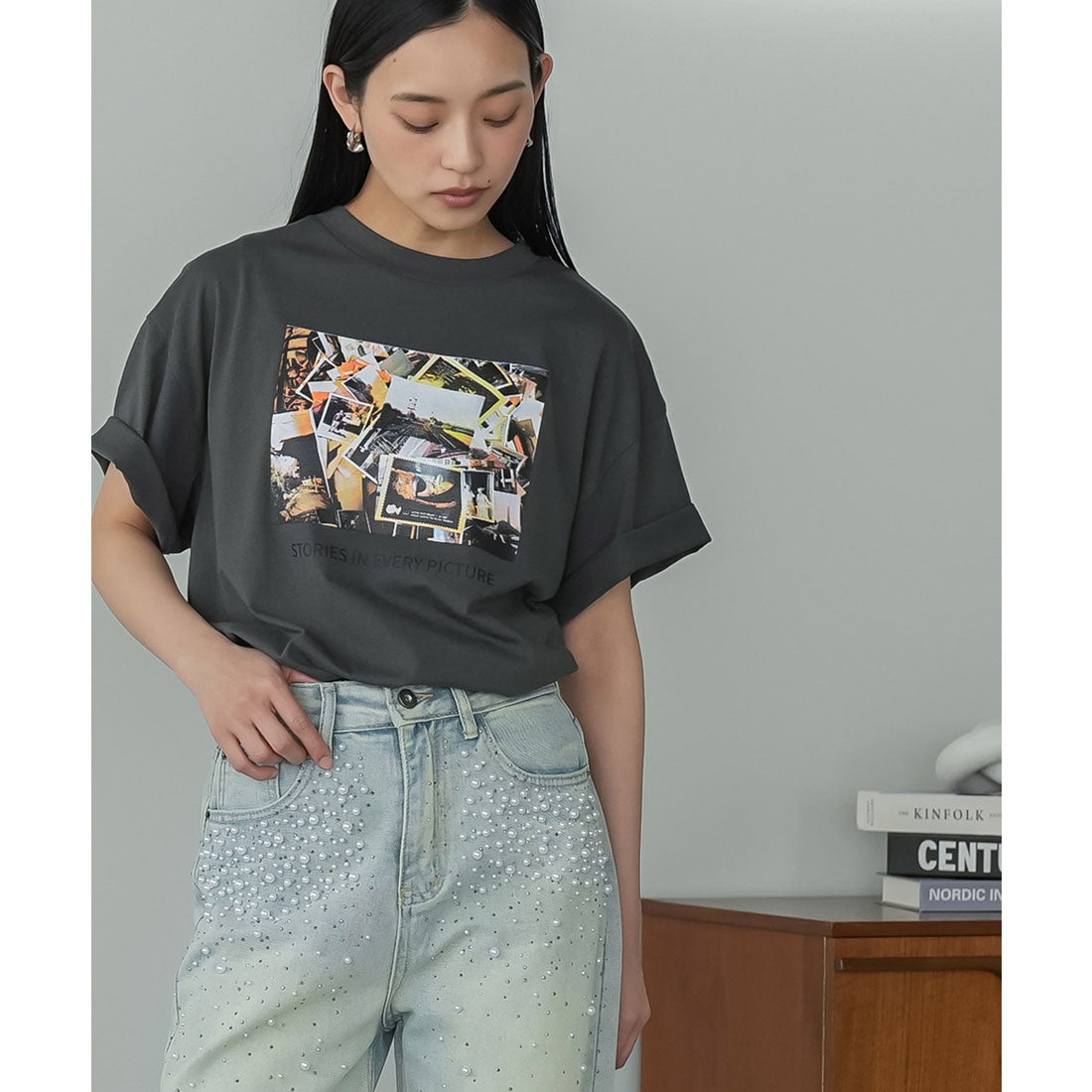 ミリアンデニ mili an deni 半袖カラーフォトプリントTシャツ （CHL） CHL