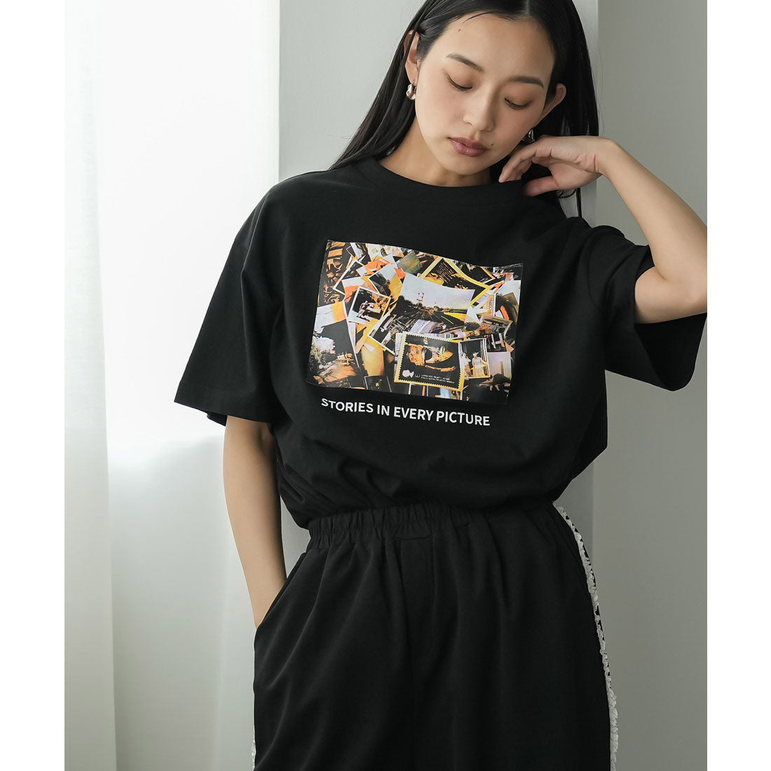 ミリアンデニ mili an deni 半袖カラーフォトプリントTシャツ （BK） BK